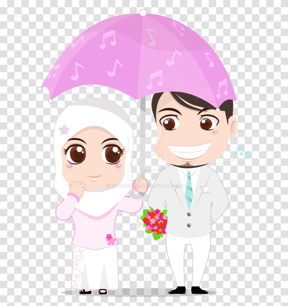 Banner Freeuse Download Hijab Vector Couple Cartoon, Person, Human, Canopy, People Transparent Png
