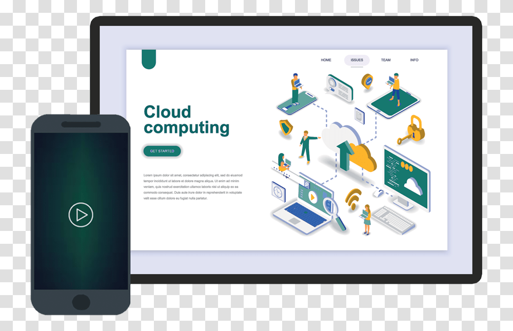 Banner Image Isometric Cloud Computing Illustration, Mobile Phone, Electronics, Cell Phone, Computer Transparent Png