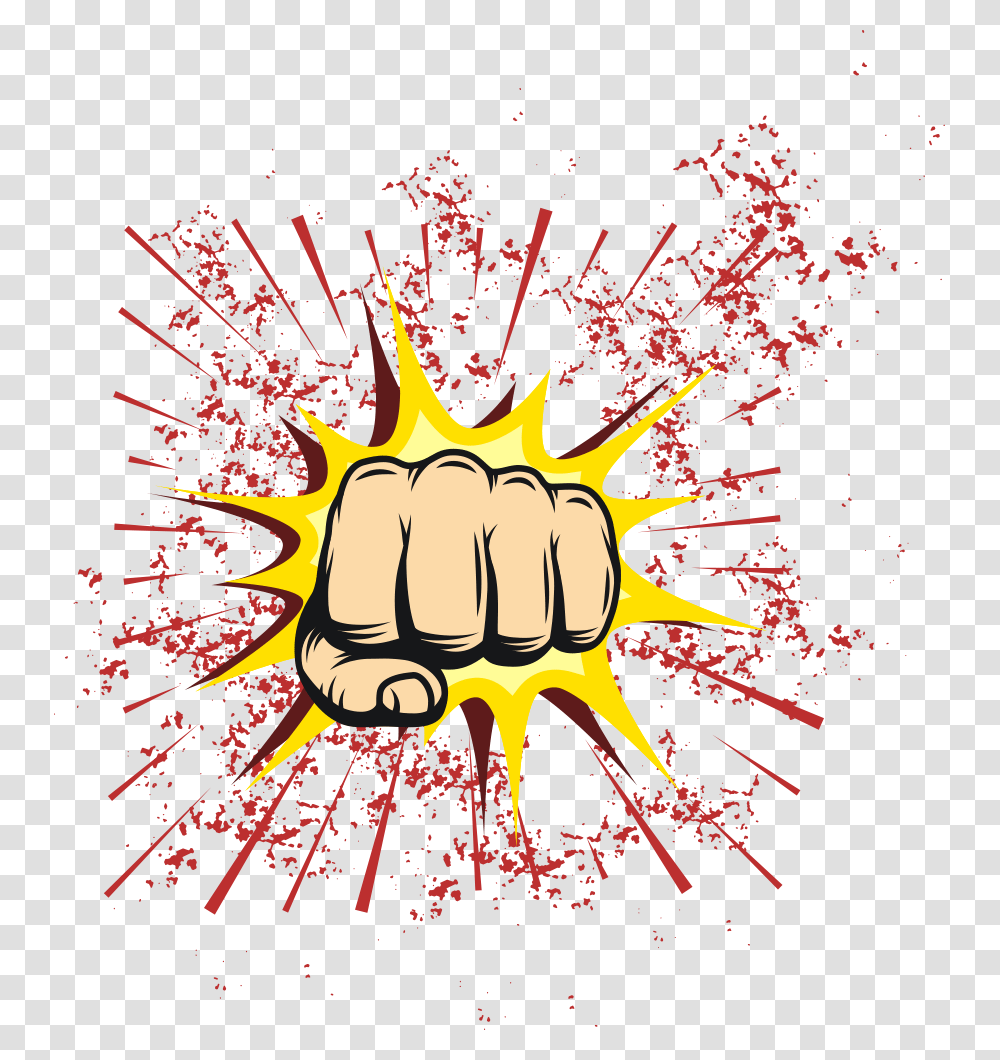 Banner Library Cartoon Illustration Fists And Explosions Fist Comic, Hand, Poster, Advertisement Transparent Png