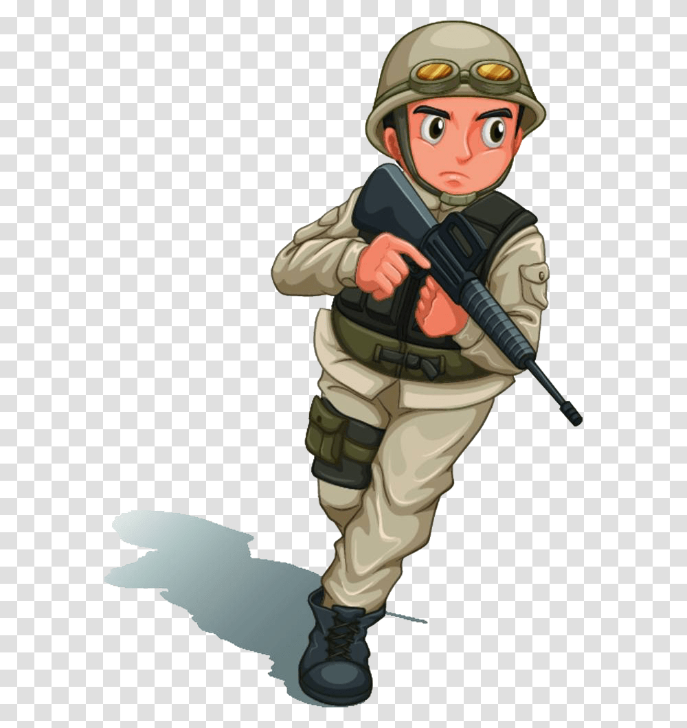 Banner Library Firearm Weapon Illustration Soldiers Brave Soldier Clipart, Person, Helmet, Ninja, Military Uniform Transparent Png