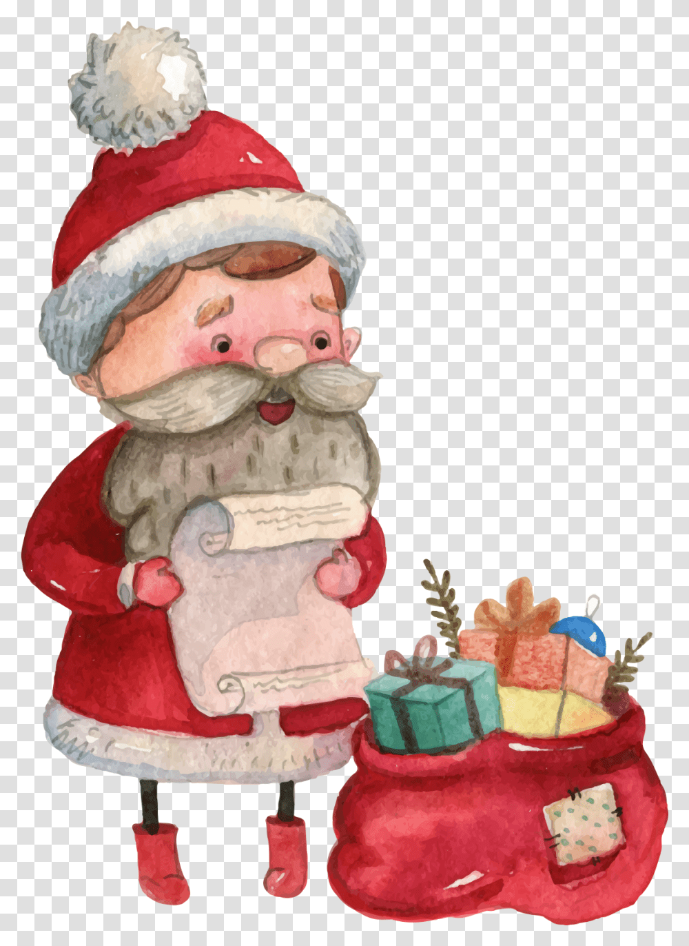Banner Library Vector Santa Claus Transprent Watercolor Christmas Santa, Outdoors, Nature, Cake, Dessert Transparent Png