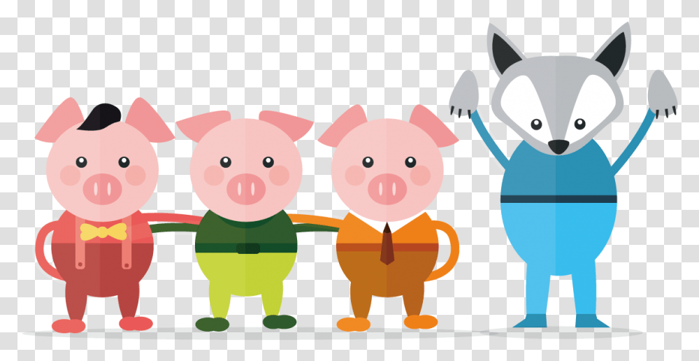 Banner Royalty Free Download Fairy Tale Illustration Three Little Pigs Clipart, Piggy Bank, Plush, Toy, Mammal Transparent Png