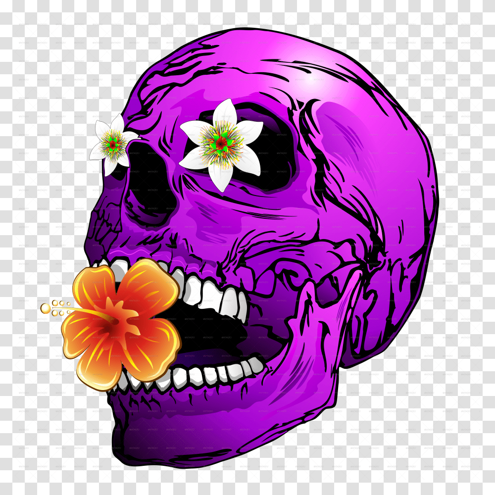 Banner Stock Psychedelic Vector Skull Skull In Flower, Plant, Blossom Transparent Png