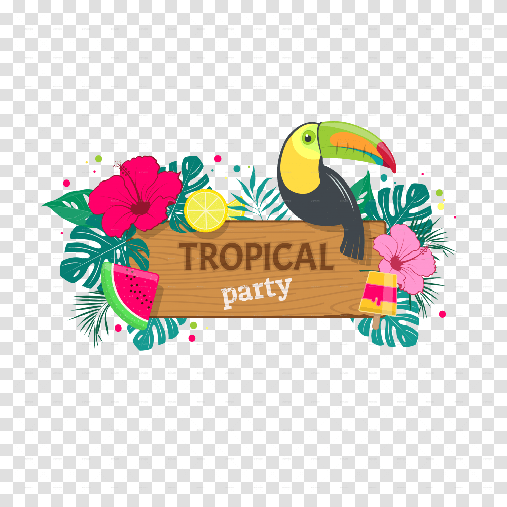 Banner Tropical Tropical Party, Toucan, Bird, Animal Transparent Png