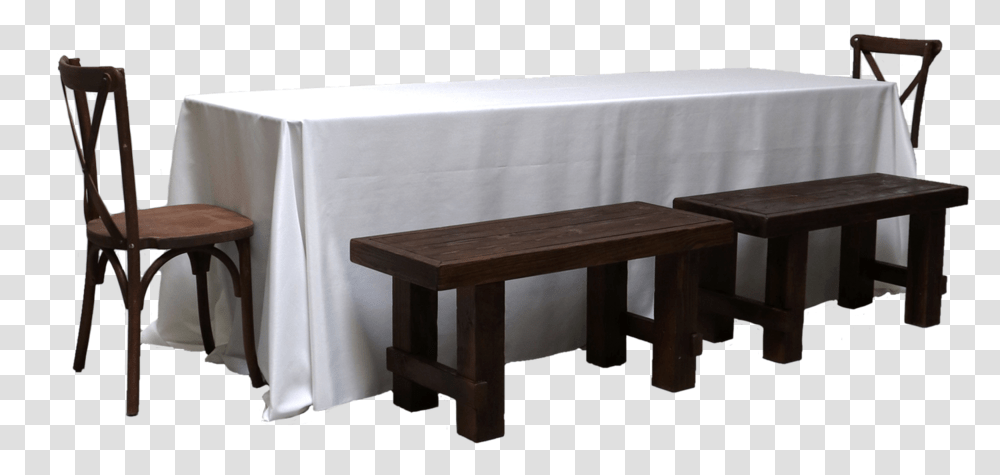 Banquet Table With 4 Mahogany Short Benches Ampamp Bench, Chair, Furniture, Tabletop, Dining Table Transparent Png