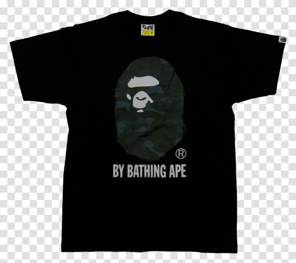 Bape Big Head Ape Black Tee, Apparel, T-Shirt Transparent Png