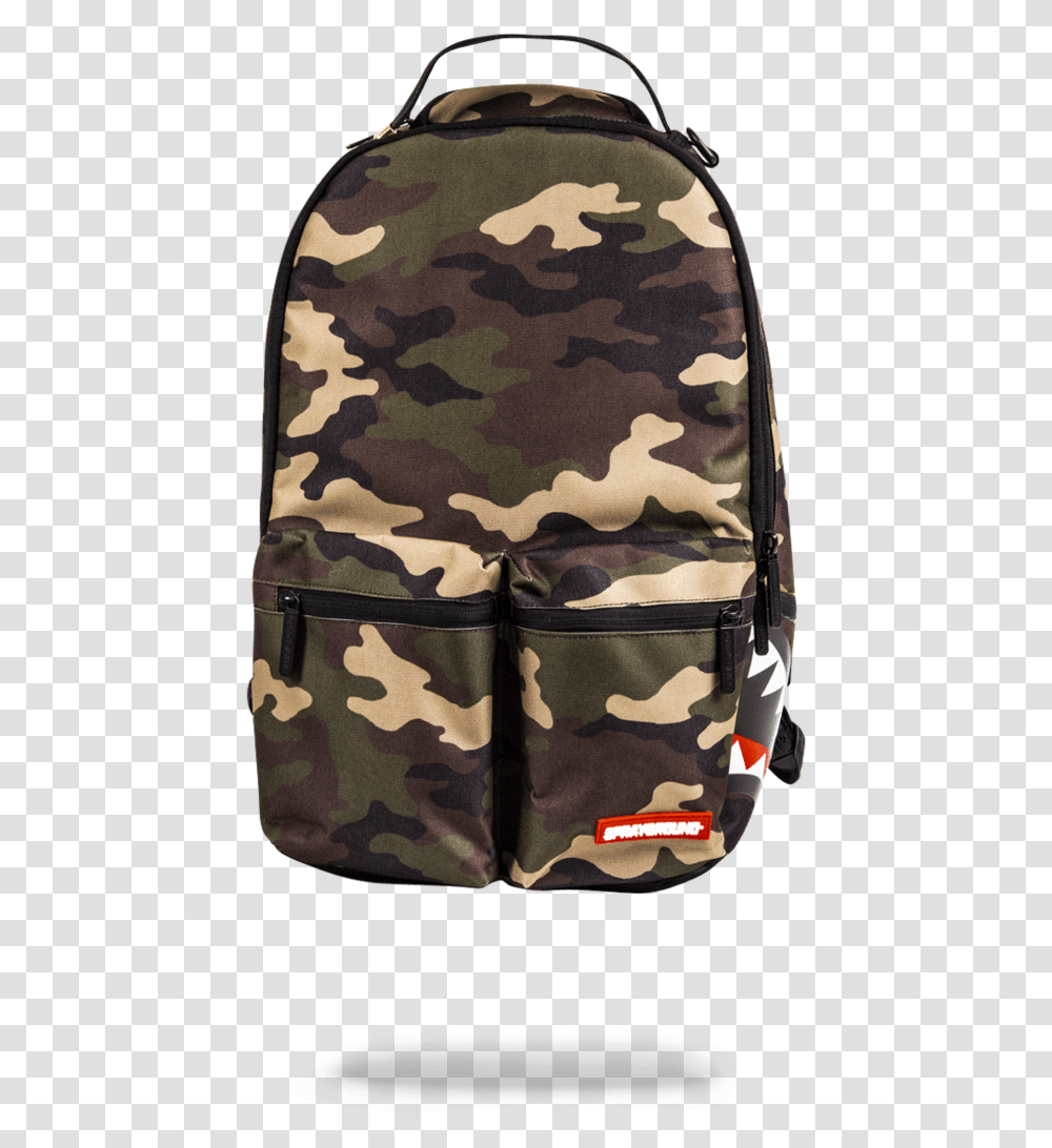Bape Shark Camouflage Backpack Sprayground Backpack Double Cargo Side Shark, Military Uniform, Purse, Handbag, Accessories Transparent Png