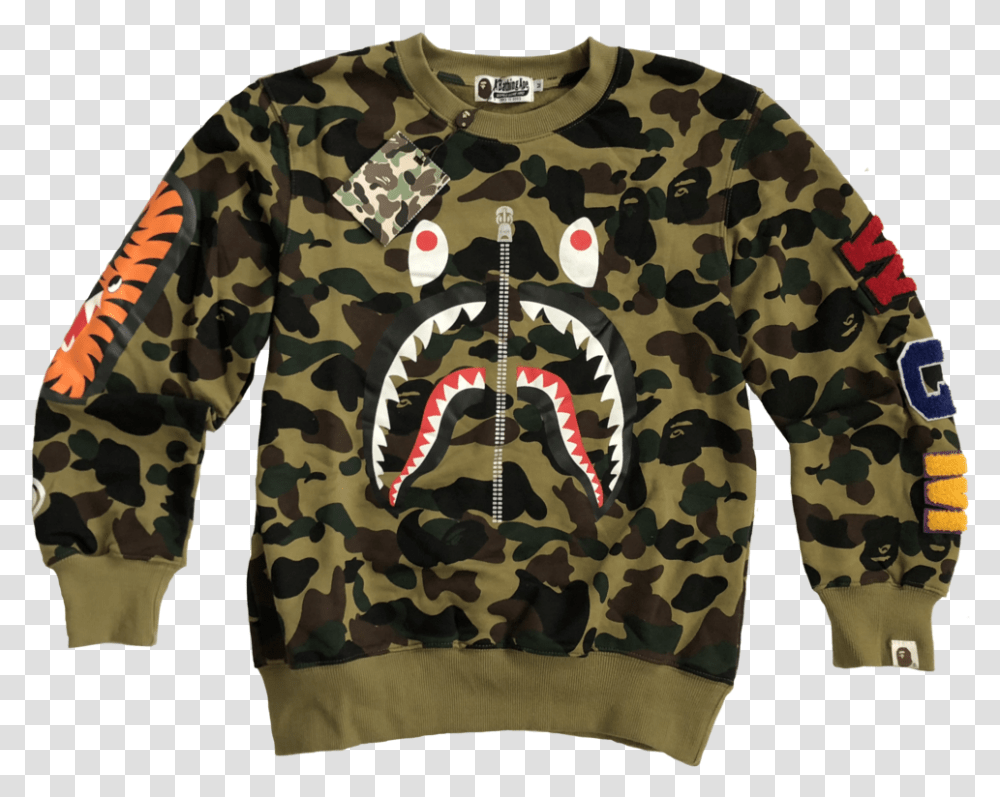 Bape Shark Head Camouflage Sweatshirt, Apparel, Military, Military Uniform Transparent Png
