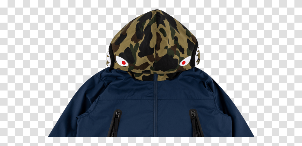 Bape Shark Hoodie Jacket Hooded, Clothing, Apparel, Coat, Military Uniform Transparent Png