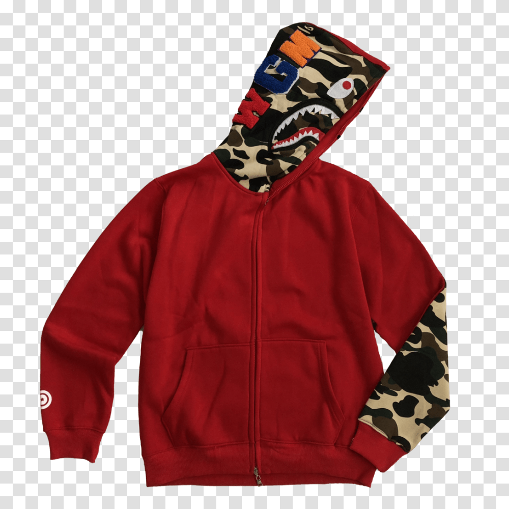 Bape Shark Hoodie Red Hypechief, Apparel, Sweatshirt, Sweater Transparent Png