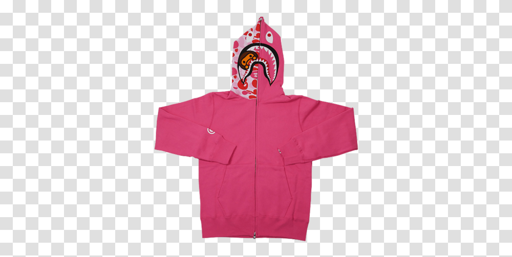 Bape Shark Milo Zip Hoodie Pink Hooded, Clothing, Apparel, Sweatshirt, Sweater Transparent Png