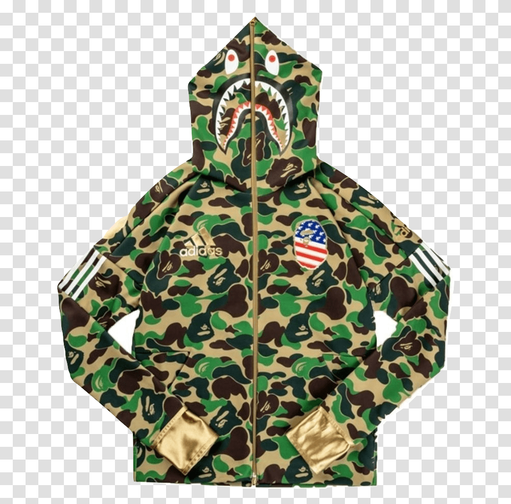 Bape X Adidas Sb Shark Hoodie Green, Apparel, Coat, Military Uniform Transparent Png