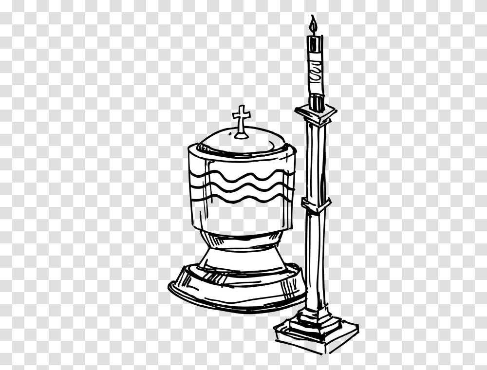 Baptism Candle Clipart Baptismal Font Clip Art, Architecture, Building, Church, Barrel Transparent Png