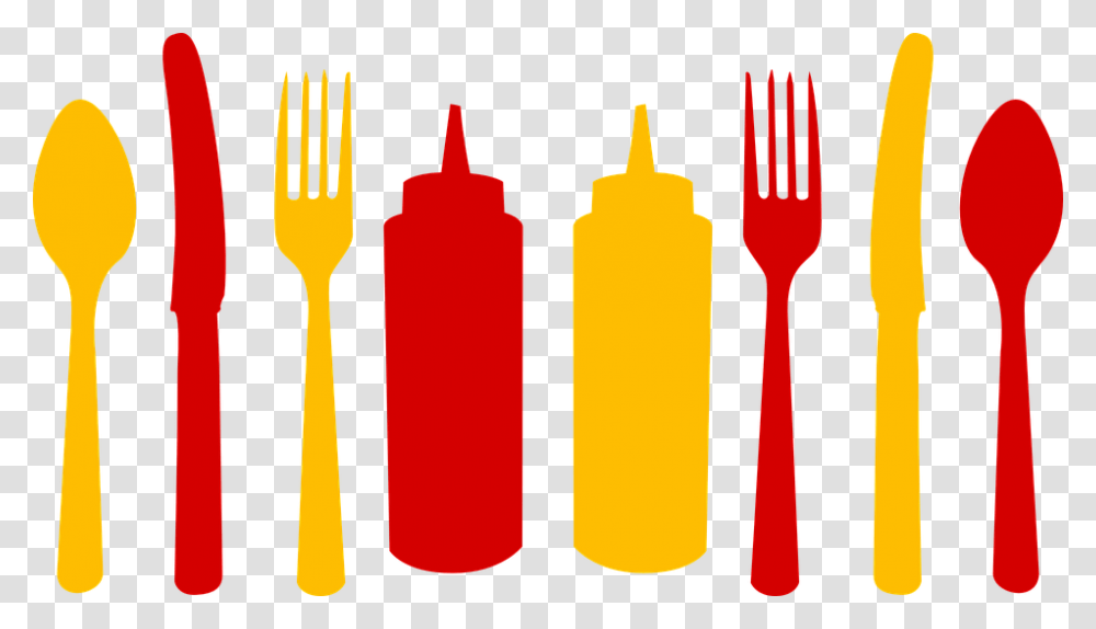 Bar Ketchup Cutlery Spoon Fork Knife Plastic Ketchup And Mustard Bottles Clipart, Sweets, Food, Confectionery Transparent Png