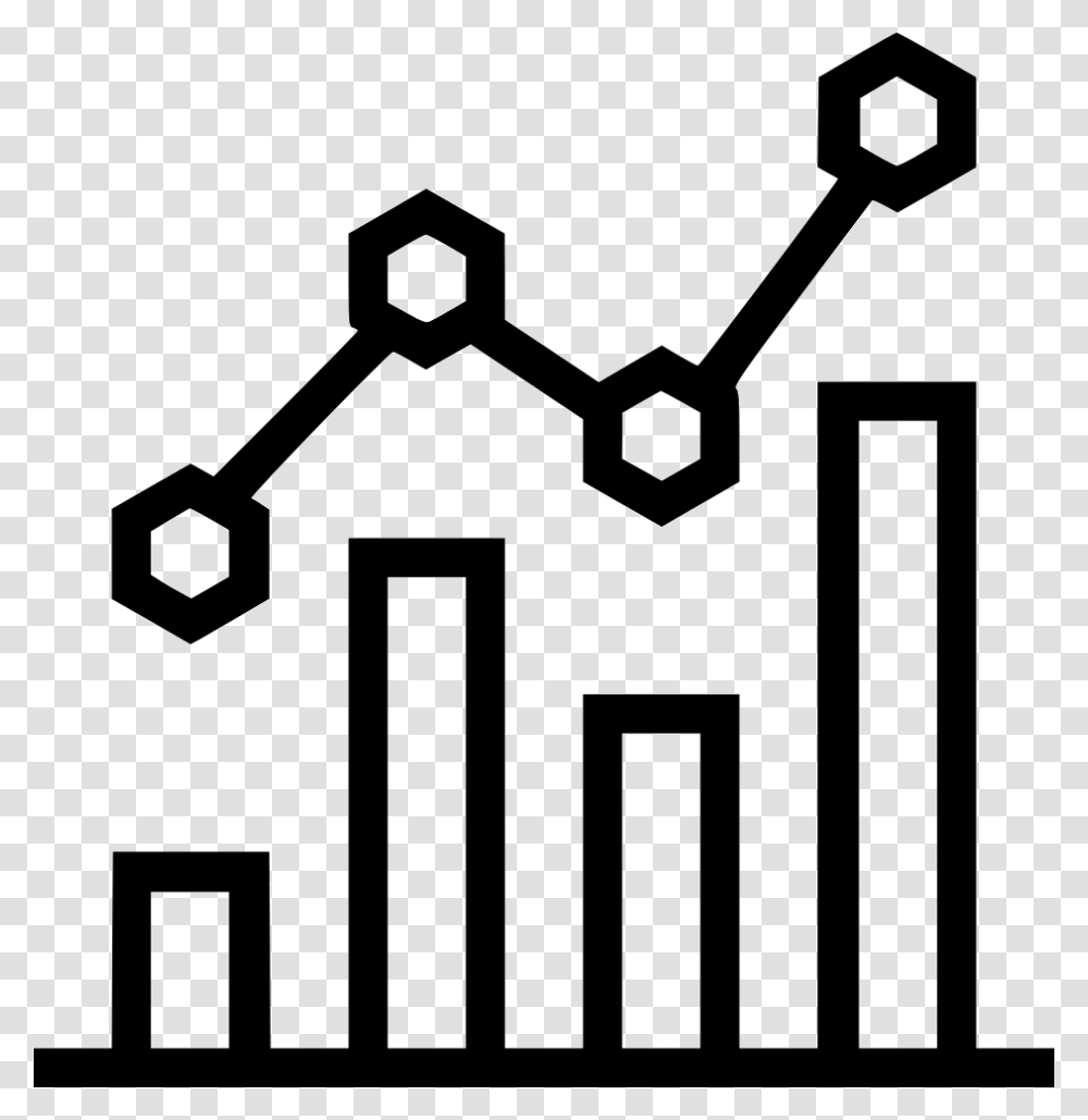 Bar Line Chart Report Analytics Statistic Icon Free, Cross, Stencil Transparent Png