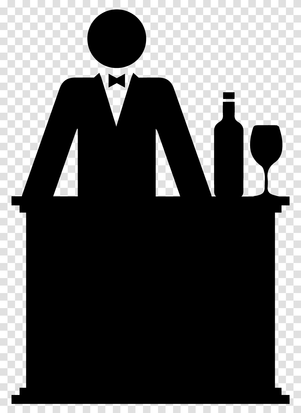 Bar Service Silhouette Silhouette Bartender, Gray, World Of Warcraft Transparent Png
