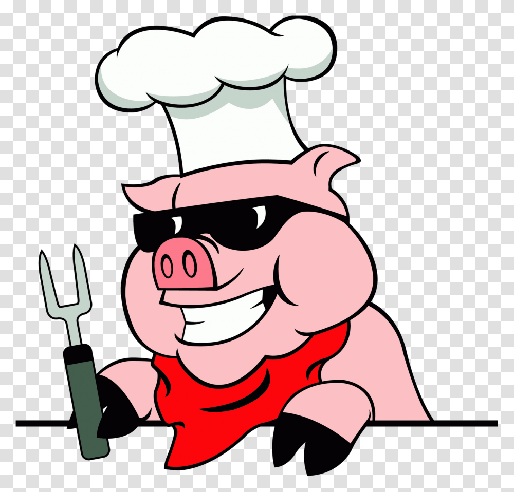 Barbecue Pig Pig With Chef Hat, Person, Human, Symbol, Emblem Transparent Png