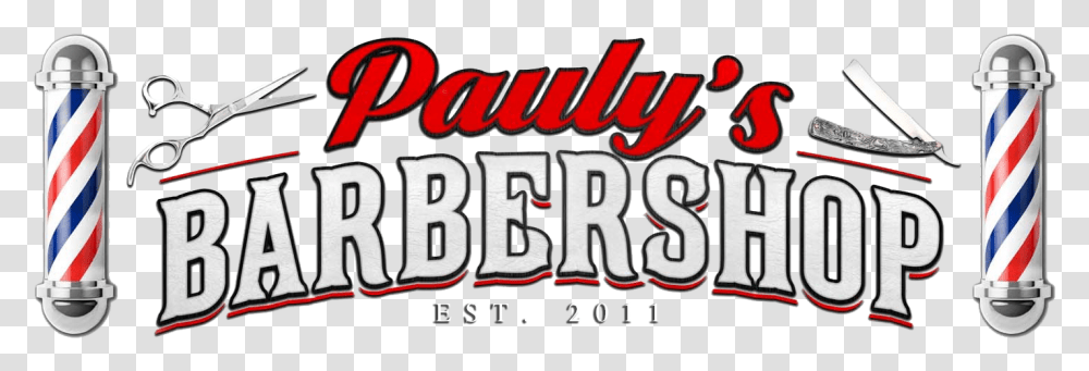 Barber Shop Logo Pauly's Barber Shop Logo, Word, Sweets, Food Transparent Png