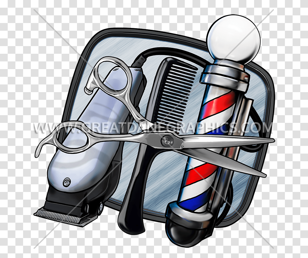 Barber Tools Production Ready Artwork For T Shirt Printing, Helmet, Machine, Bicycle, Vehicle Transparent Png