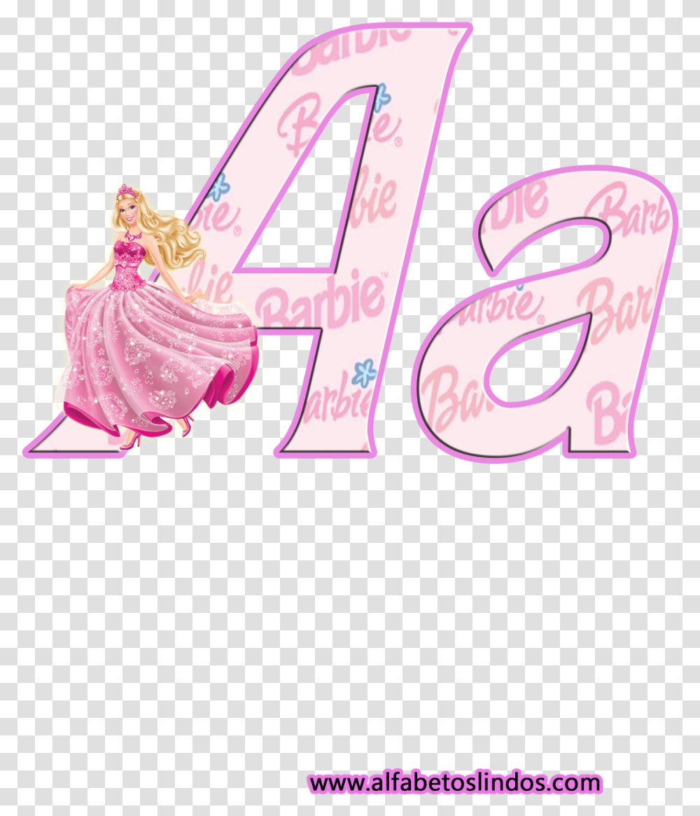 Barbie Alphabet Printable Pink Princess Letter, Figurine, Number Transparent Png