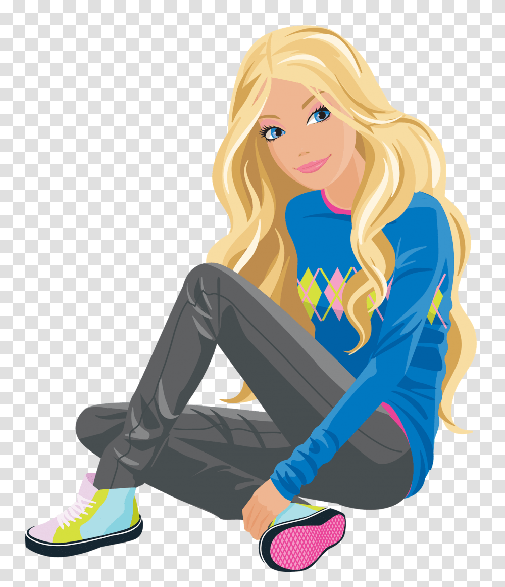 Barbie, Character, Sitting, Person, Blonde Transparent Png