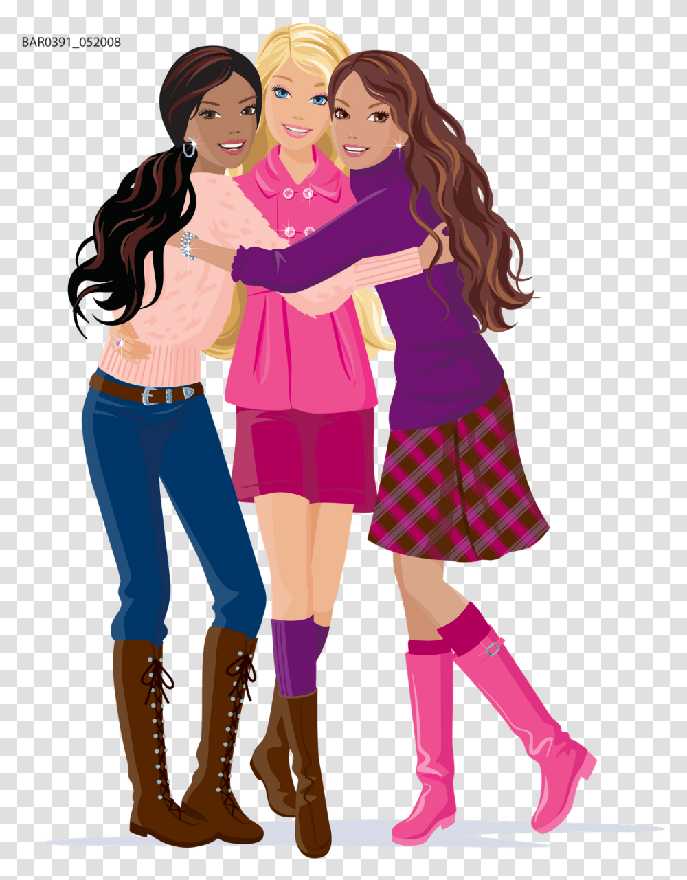 Barbie Clipart 3 Cartoon Friends Girls, Blonde, Woman, Kid, Teen Transparent Png