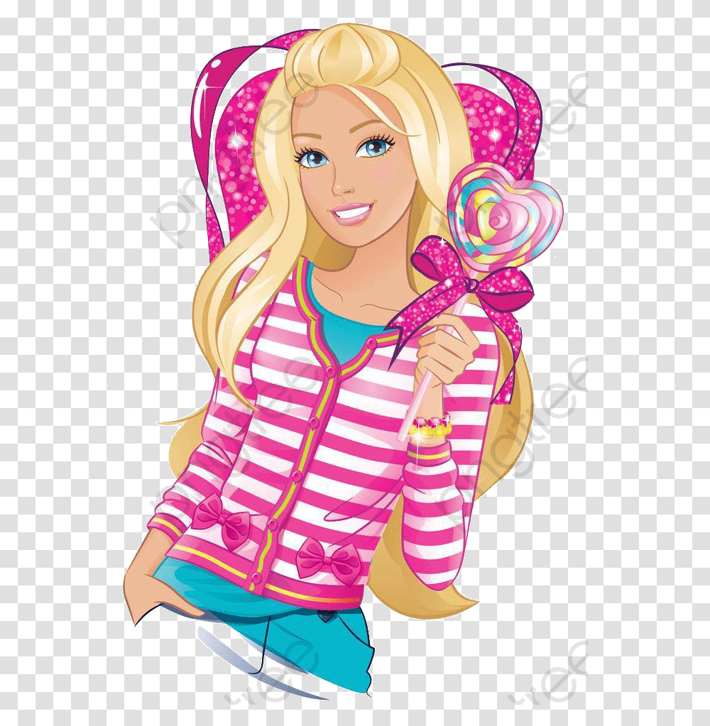 Barbie Doll Expensive Lollipop Heart Shaped Clipart Barbie, Food, Candy, Person Transparent Png