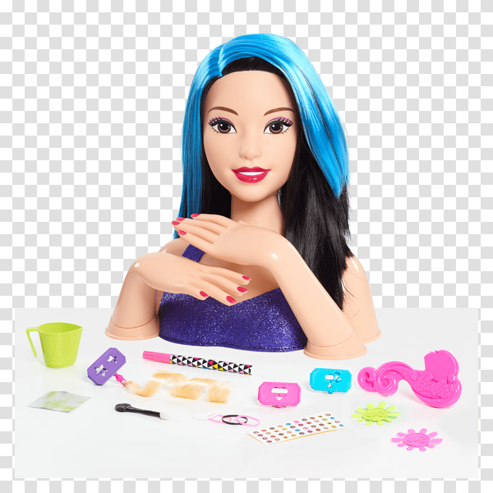 Barbie Flip And Reveal Deluxe Styling Head Black, Doll, Toy, Person, Human Transparent Png