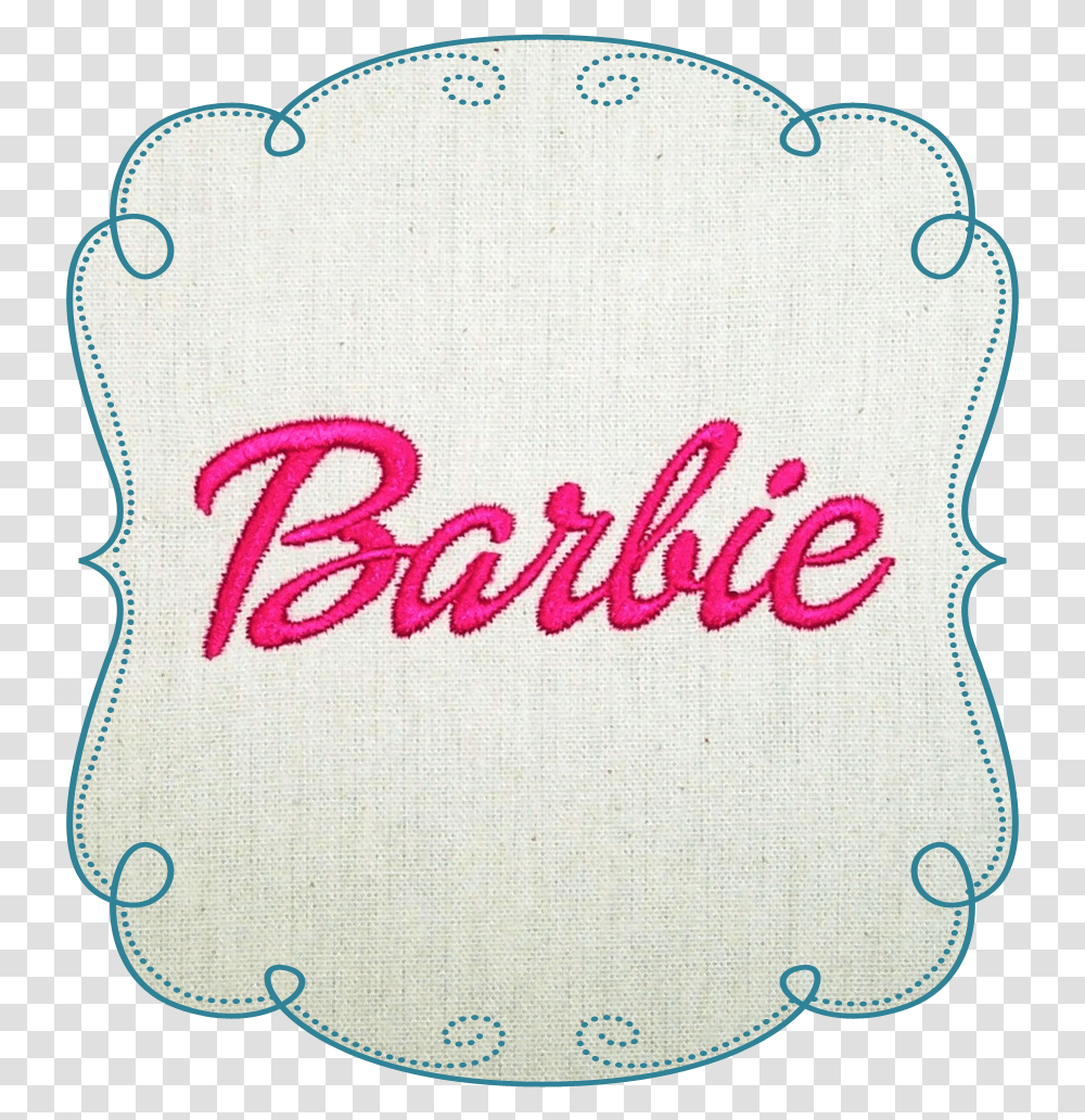 Barbie Logo Applique Machine Embroidery Design Label, Text, Purse, Handbag, Accessories Transparent Png