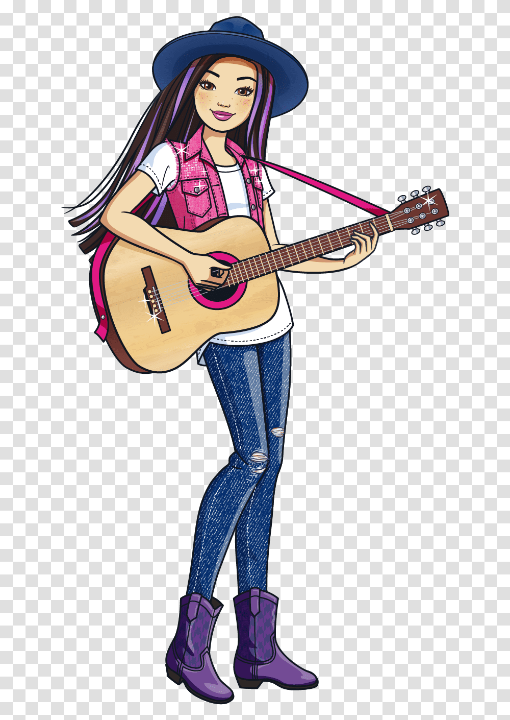 Barbie Silhouette Barbie With Guitar, Leisure Activities, Musical Instrument, Person, Guitarist Transparent Png