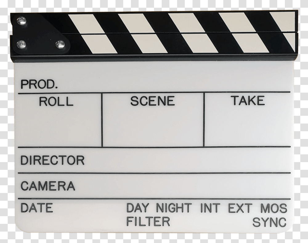 Barbizon Acrylic Film Slate With ClapstickClass Slate Film, Word, Label, Computer Keyboard Transparent Png