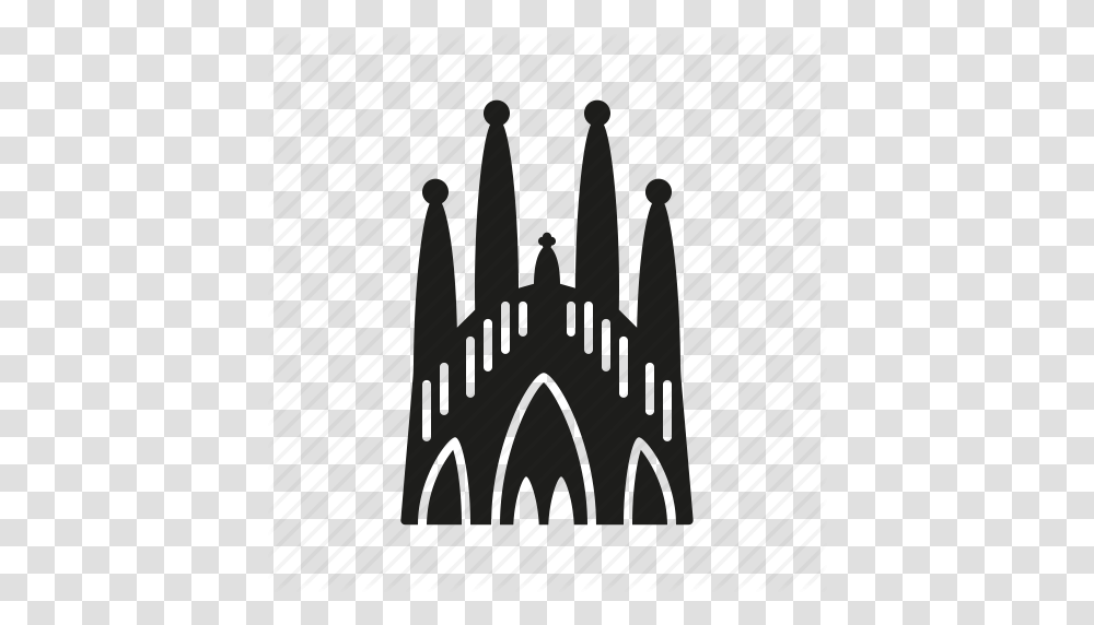 Barcelona Church Landmark Sagrada Familia Spain Tourism, Triangle, Silhouette, Arrow Transparent Png