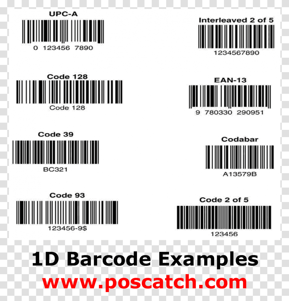 Barcode White 1d Barcode Examples, Label, Sticker, Id Cards Transparent Png