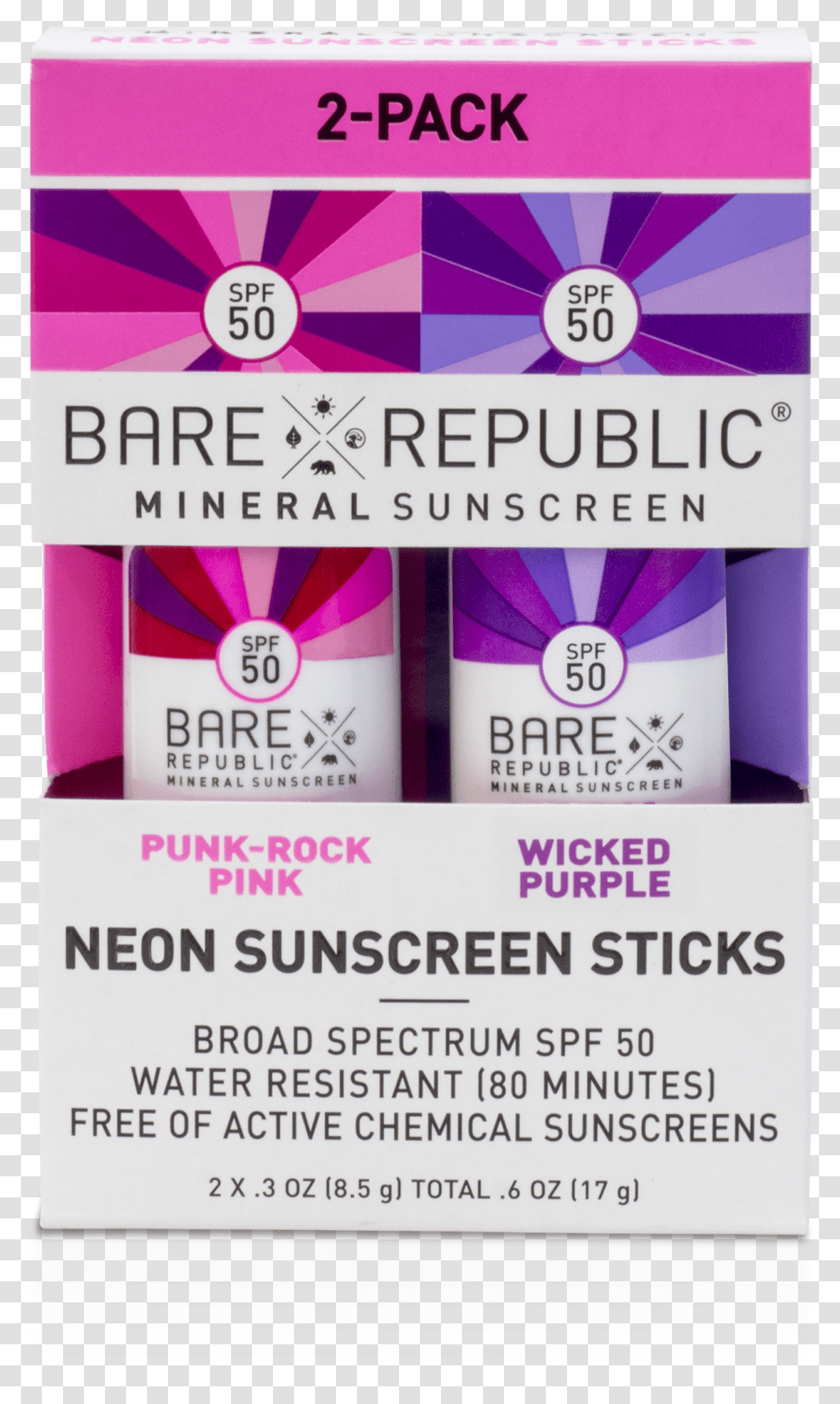 Bare Republic Mineral Spf 50 Neon Color Stick 3 Pack, Advertisement, Poster, Flyer, Paper Transparent Png
