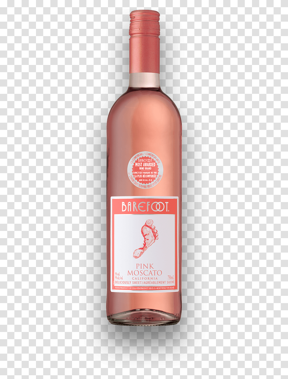 Barefoot Pink Moscato Wine Pink Barefoot Wine, Bottle, Ketchup, Food, Aluminium Transparent Png