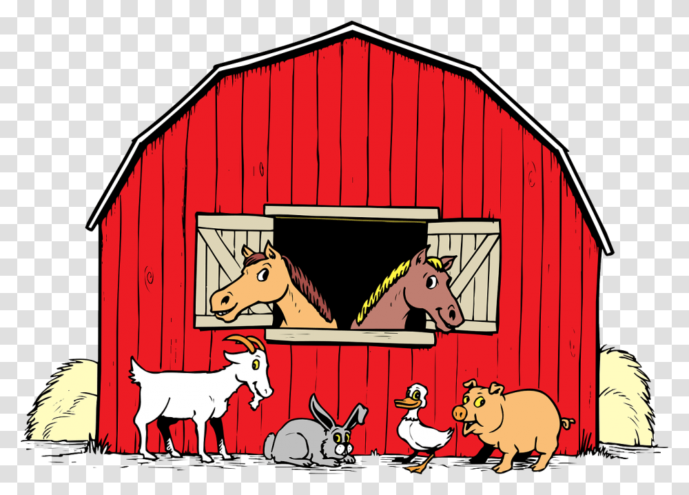 Barn Animals Kid Image Clipart Barn With Animals Clipart, Nature, Outdoors, Farm, Building Transparent Png