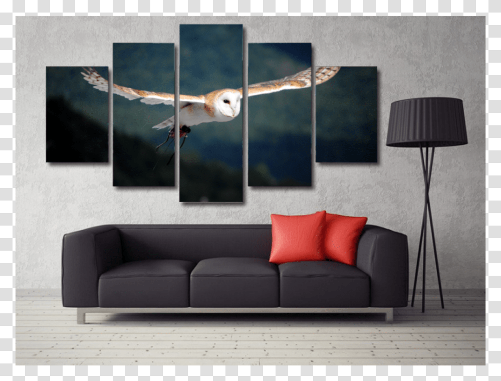 Barn Owl Flying Iron Man 5 Panel Poster, Couch, Furniture, Lamp, Canvas Transparent Png