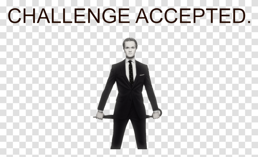 Barney Stinson Quotes Challenge Accepted Download Gentleman, Suit, Overcoat, Person Transparent Png