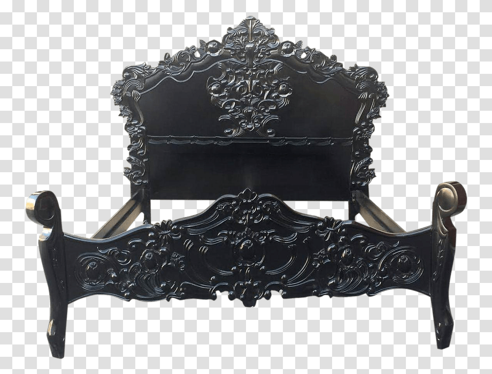 Baroque King Bed Frame Bed, Furniture, Throne, Chair, Bronze Transparent Png