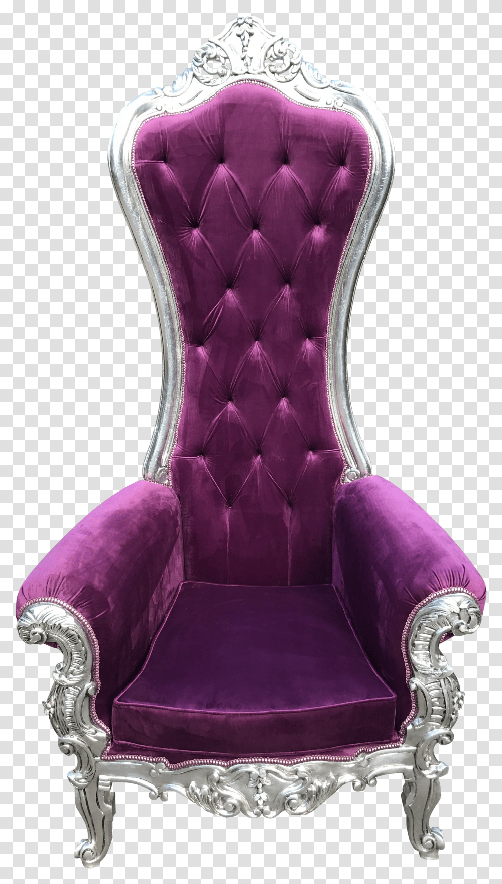Baroque Style Tufted Purple Velvet Throne Chair Throne Transparent Png