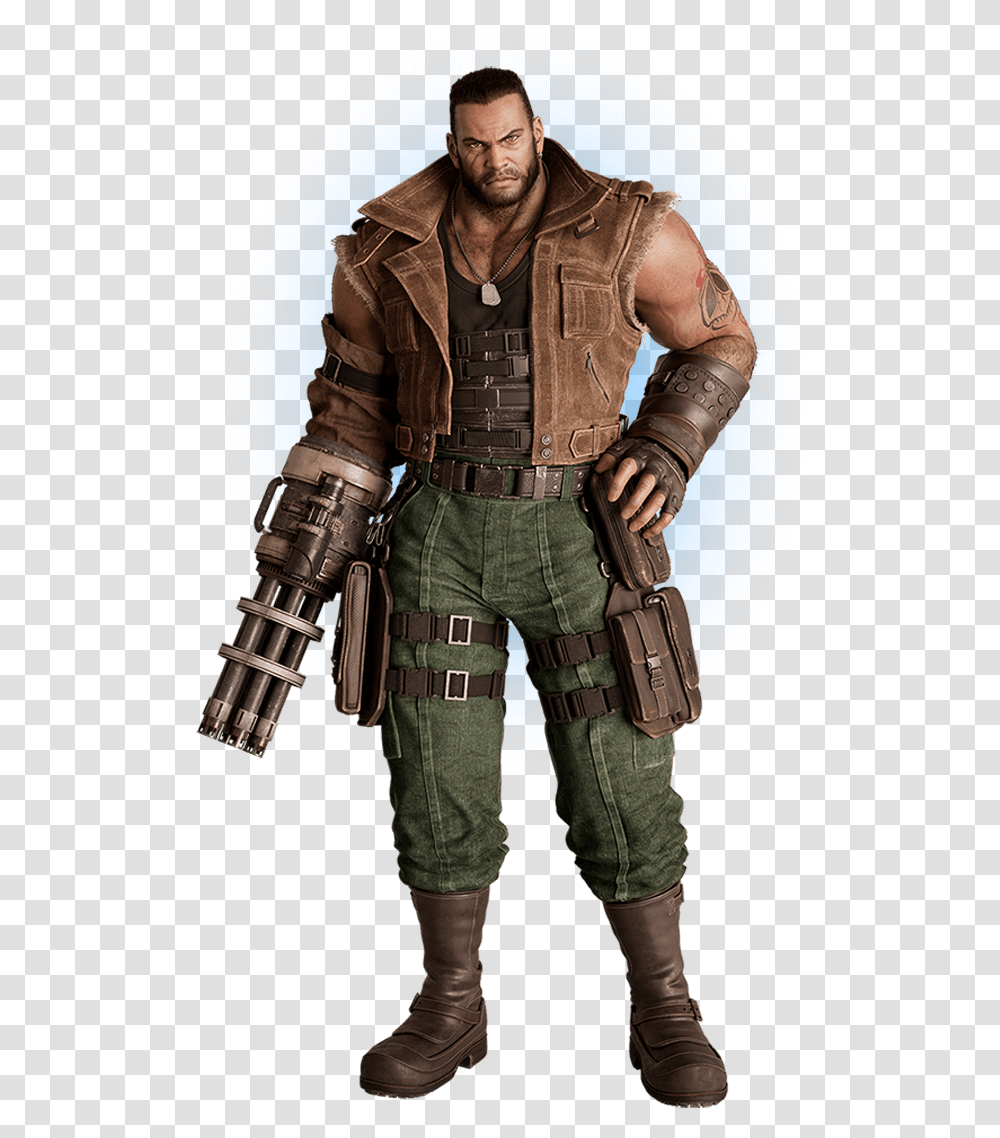 Barret Ff7 Remake, Person, Weapon, Armor Transparent Png