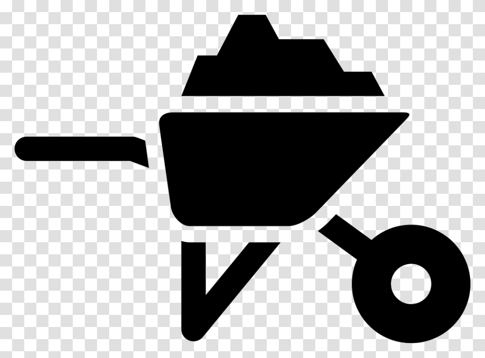 Barrow With Construction Materials Icon Free Download, Silhouette, Shovel, Tool Transparent Png