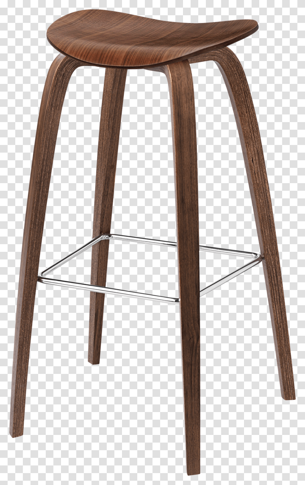 Barstool Wood Chrome Unupholstered Americanwalnut Gubi 2d Barstol, Furniture, Bar Stool, Utility Pole Transparent Png