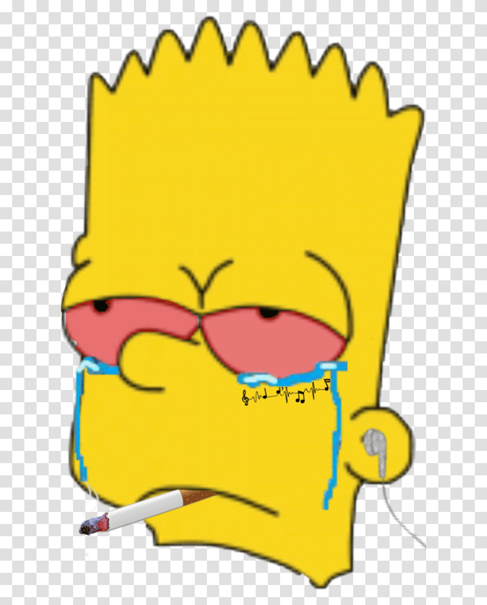 Bart Bartsimpson Sad Headphone Cry Bart Simpson Head Sad, Scroll, Sunglasses, Accessories, Accessory Transparent Png