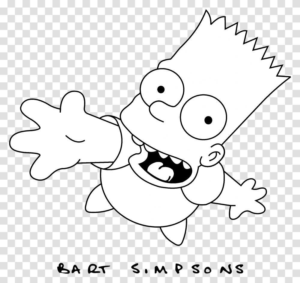 Bart Simpson Black And White Clipart, Stencil, Gecko, Lizard, Reptile Transparent Png