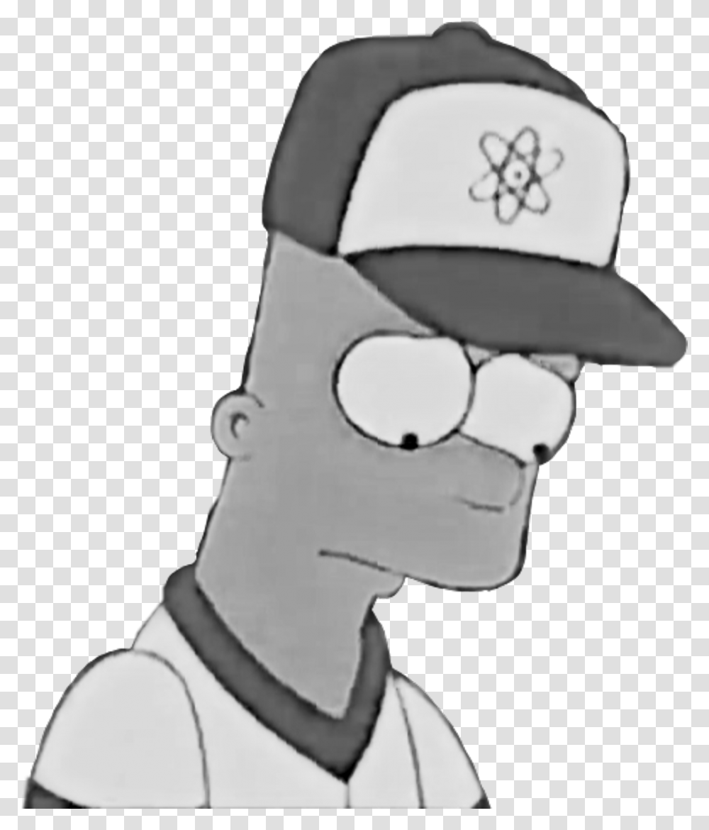 Bart Simpson Clipart Black And White Black And White Simpson, Person, Hat, Neck Transparent Png