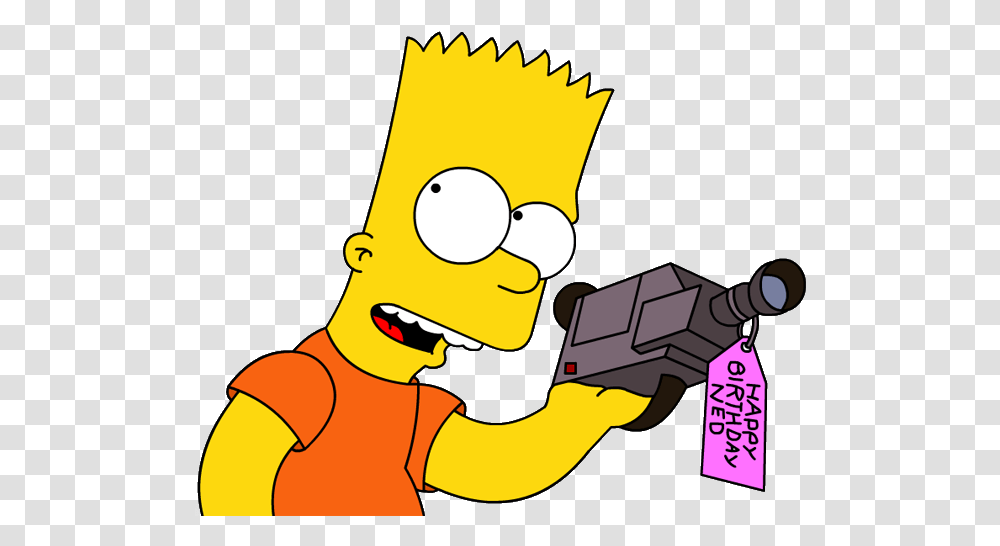 Bart Simpson Holding A Camera, Label Transparent Png