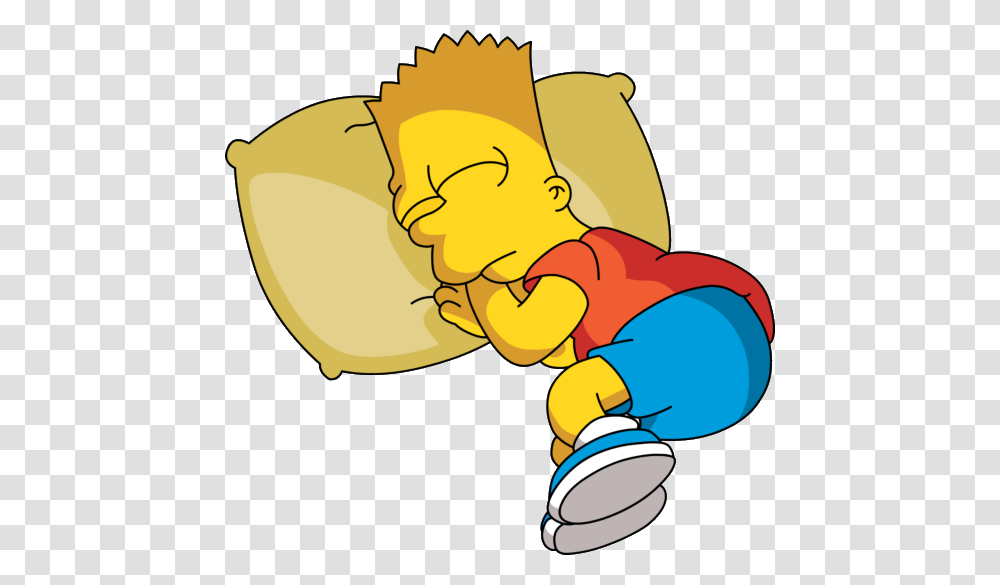 Bart Simpson Sleeping On Pillow, Hand, Gold Transparent Png
