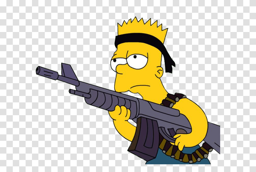 Bart Simpson With Gun, Weapon, Weaponry, Person, Rifle Transparent Png