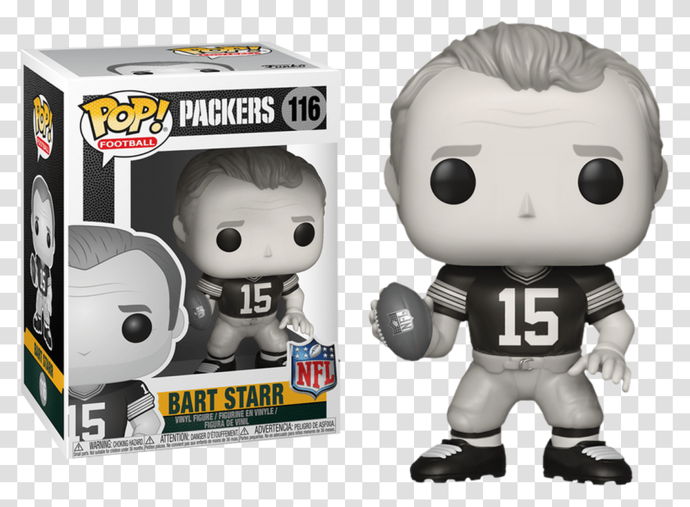Bart Starr Green Bay Packers Black And White Legends Bart Starr Funko Pop, Robot Transparent Png